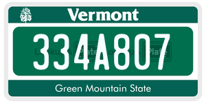 334A807  license plate in VT