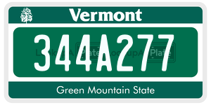344A277  license plate in VT