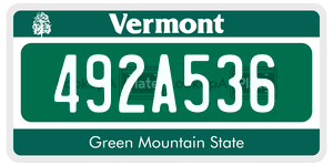 492A536 license plate in Vermont