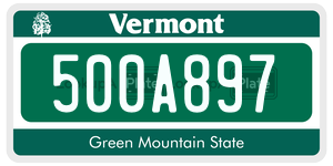 500A897 license plate in Vermont