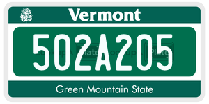 502A205  license plate in VT