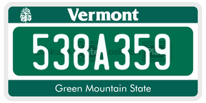 538A359  license plate in VT