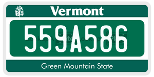 559A586  license plate in VT