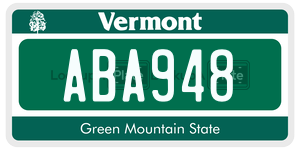 ABA948 license plate in Vermont
