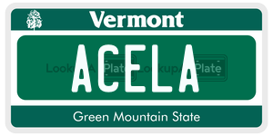 ACELA license plate in Vermont