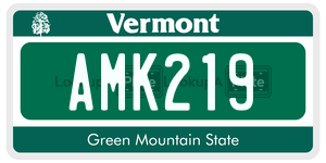 AMK219  license plate in VT