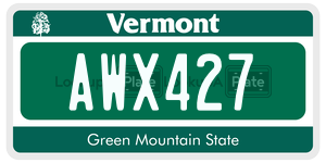 AWX427  license plate in VT