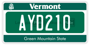 AYD210  license plate in VT