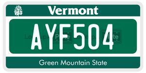 AYF504  license plate in VT