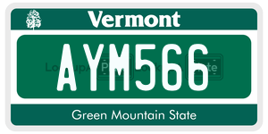 AYM566  license plate in VT