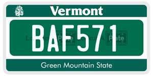 BAF571  license plate in VT