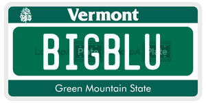 BIGBLU license plate in Vermont