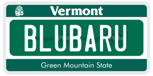 BLUBARU license plate in Vermont