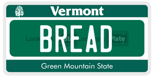 BREAD  license plate in VT