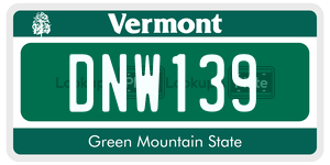 DNW139  license plate in VT
