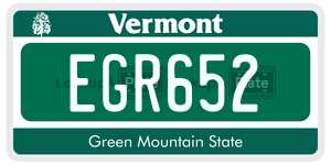 EGR652  license plate in VT