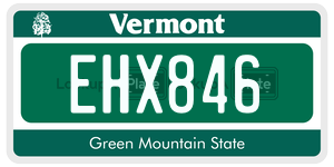 EHX846  license plate in VT