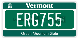 ERG755 license plate in Vermont