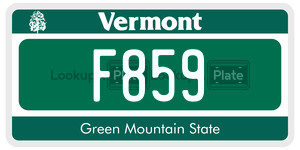 F859  license plate in VT