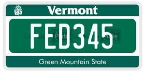FED345  license plate in VT