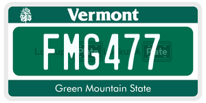 FMG477  license plate in VT