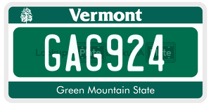 GAG924  license plate in VT