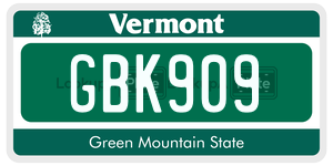GBK909  license plate in VT