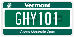 GHY101  license plate in VT