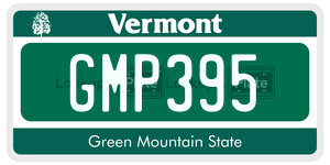 GMP395 license plate in Vermont