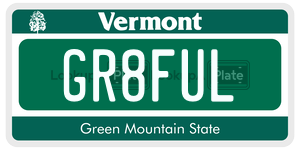 GR8FUL  license plate in VT