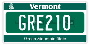 GRE210 license plate in Vermont