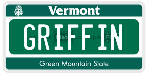 GRIFFIN license plate in Vermont