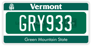 GRY933 license plate in Vermont