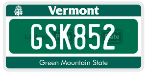 GSK852  license plate in VT