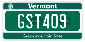 GST409  license plate in VT