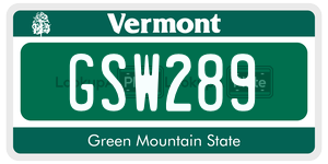 GSW289  license plate in VT