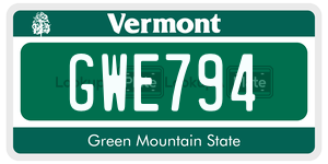 GWE794 license plate in Vermont