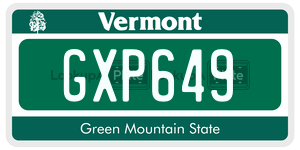 GXP649  license plate in VT