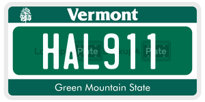 HAL911  license plate in VT