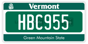 HBC955 license plate in Vermont