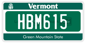 HBM615  license plate in VT