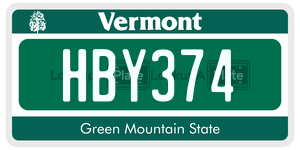 HBY374  license plate in VT