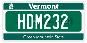 HDM232  license plate in VT