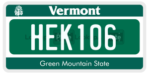 HEK106  license plate in VT