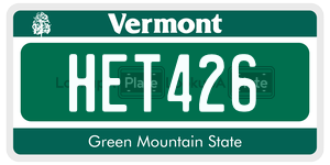HET426 license plate in Vermont