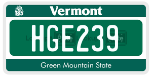 HGE239  license plate in VT
