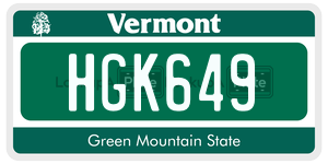 HGK649  license plate in VT