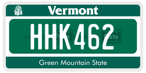 HHK462  license plate in VT
