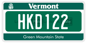 HKD122  license plate in VT