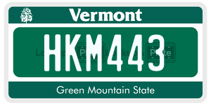 HKM443  license plate in VT